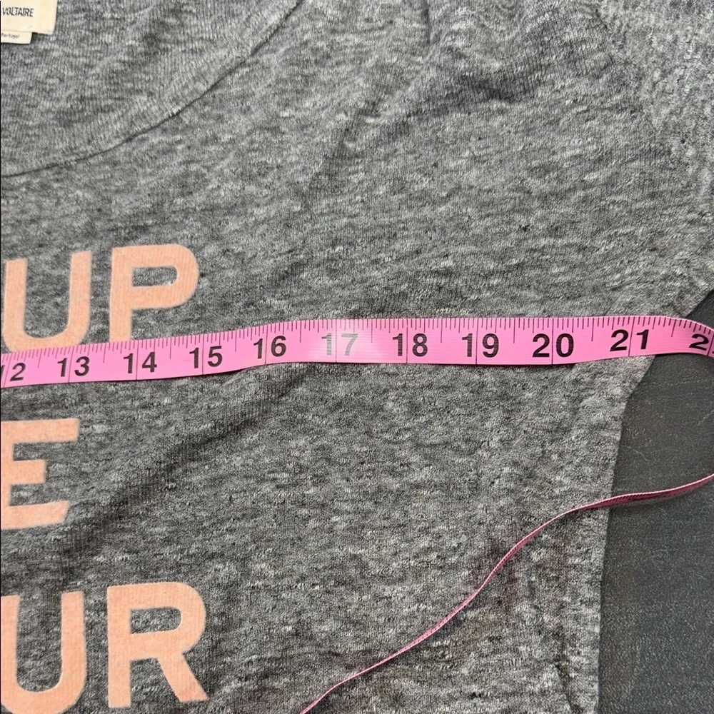 Zadig & Voltaire Gray Long Sleeve Tee with Pink Print - Picture 7 of 7